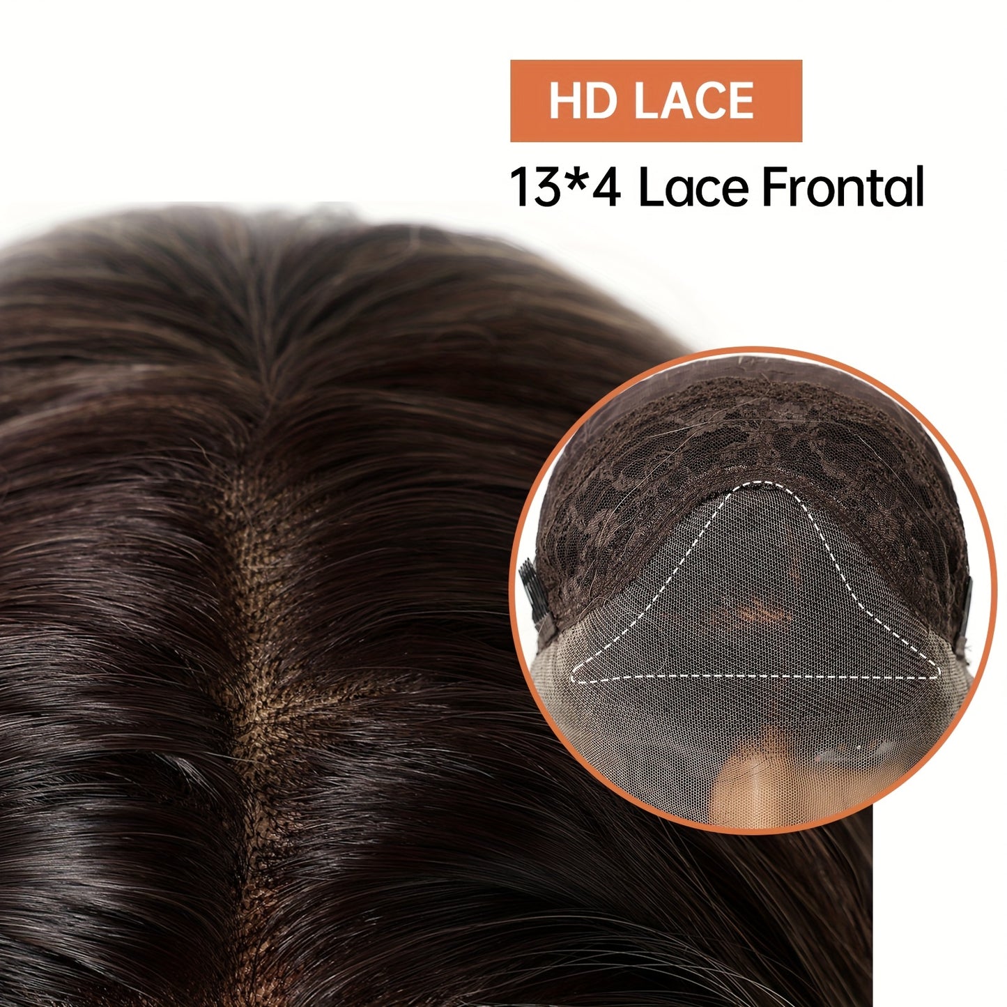 13x4 HD Transparent Lace Front Wig 18Inch Body Wave Dark Brown Color Synthetic Lace Wig Glueless Lace Wig High Temperature Chemical Fiber Daily Wear&Christmas&Music&Halloween -Natural Look & Comfort Fit