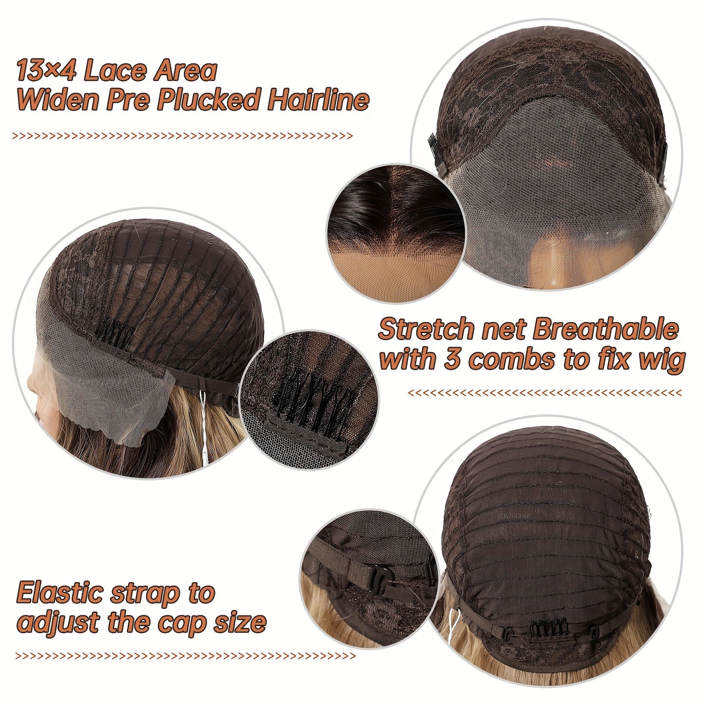 13x4 HD Transparent Lace Front Wig 18Inch Body Wave Dark Brown Color Synthetic Lace Wig Glueless Lace Wig High Temperature Chemical Fiber Daily Wear&Christmas&Music&Halloween -Natural Look & Comfort Fit