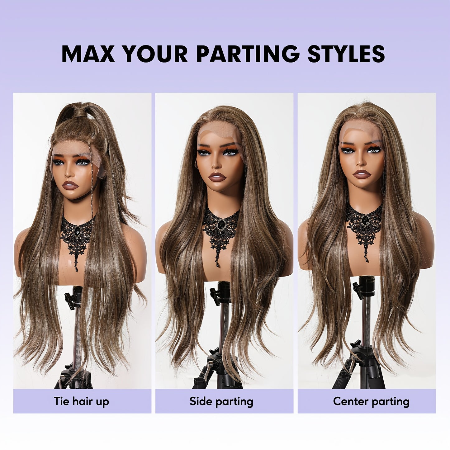 Glueless Daily Use Lace Front Wig 1pc Women'S Body Wave Lace Front Wig, 30 Inch, 180% Density, 13x6 HD Transparent Lace, Heat Resistant Synthetic Fiber, Glueless for Daily Use