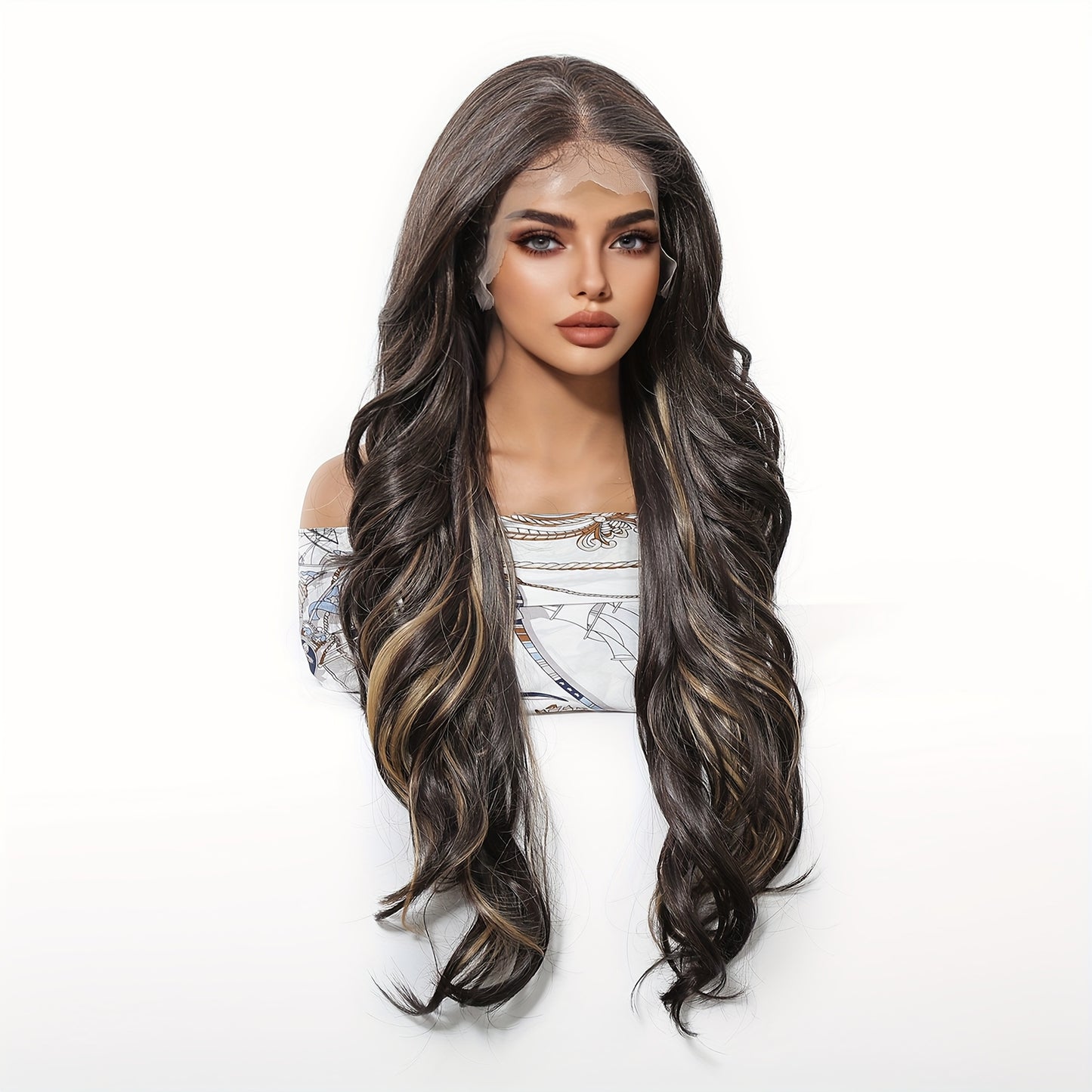 Transparent Lace Front Wig 13x6 HD Glueless Lace Front Wig | 28Inch Body Wave Synthetic Lace Wig with Pre Plucked Natural Hairline | Daily Wear Party-Natural Look & Comfort Fit Elegant Style Versatile for Woman