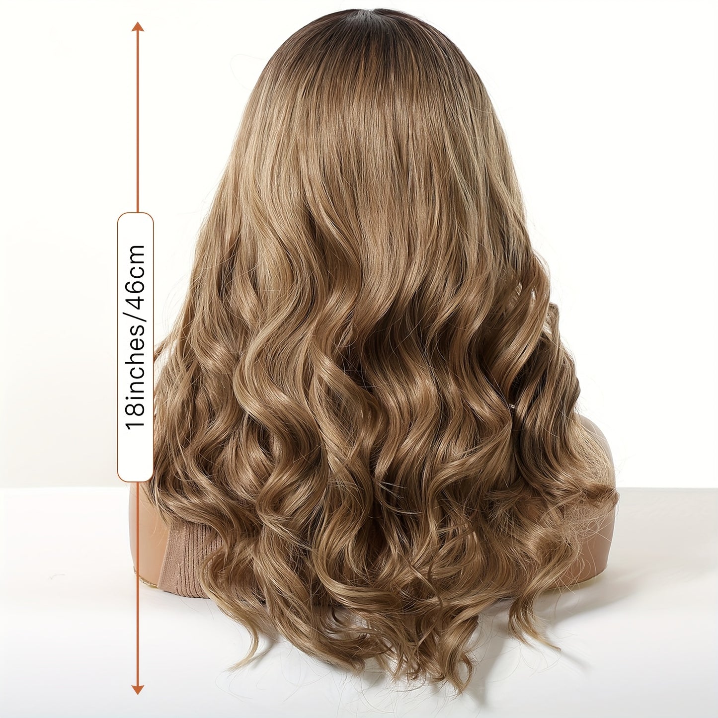 13x4 HD Transparent Lace Front Wig 18Inch Body Wave Dark Brown Color Synthetic Lace Wig Glueless Lace Wig High Temperature Chemical Fiber Daily Wear&Christmas&Music&Halloween -Natural Look & Comfort Fit