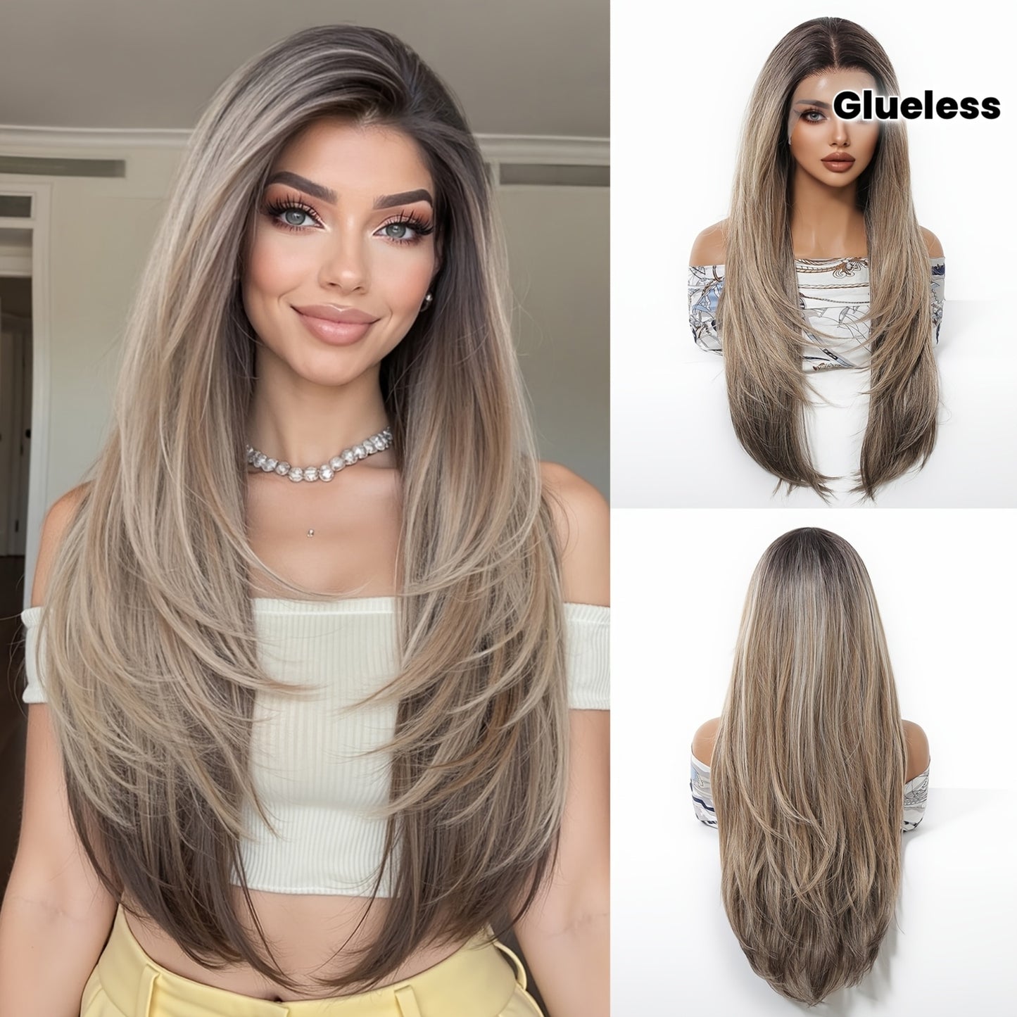 26-Inch Straight Synthetic Wig\u002F13X6 HD Transparent Lace\u002FGlueless Design\u002FPre-Plucked\u002FDaily Wear\u002FParties\u002FComfortable Fit\u002FStylish\u002FVersatile for Women