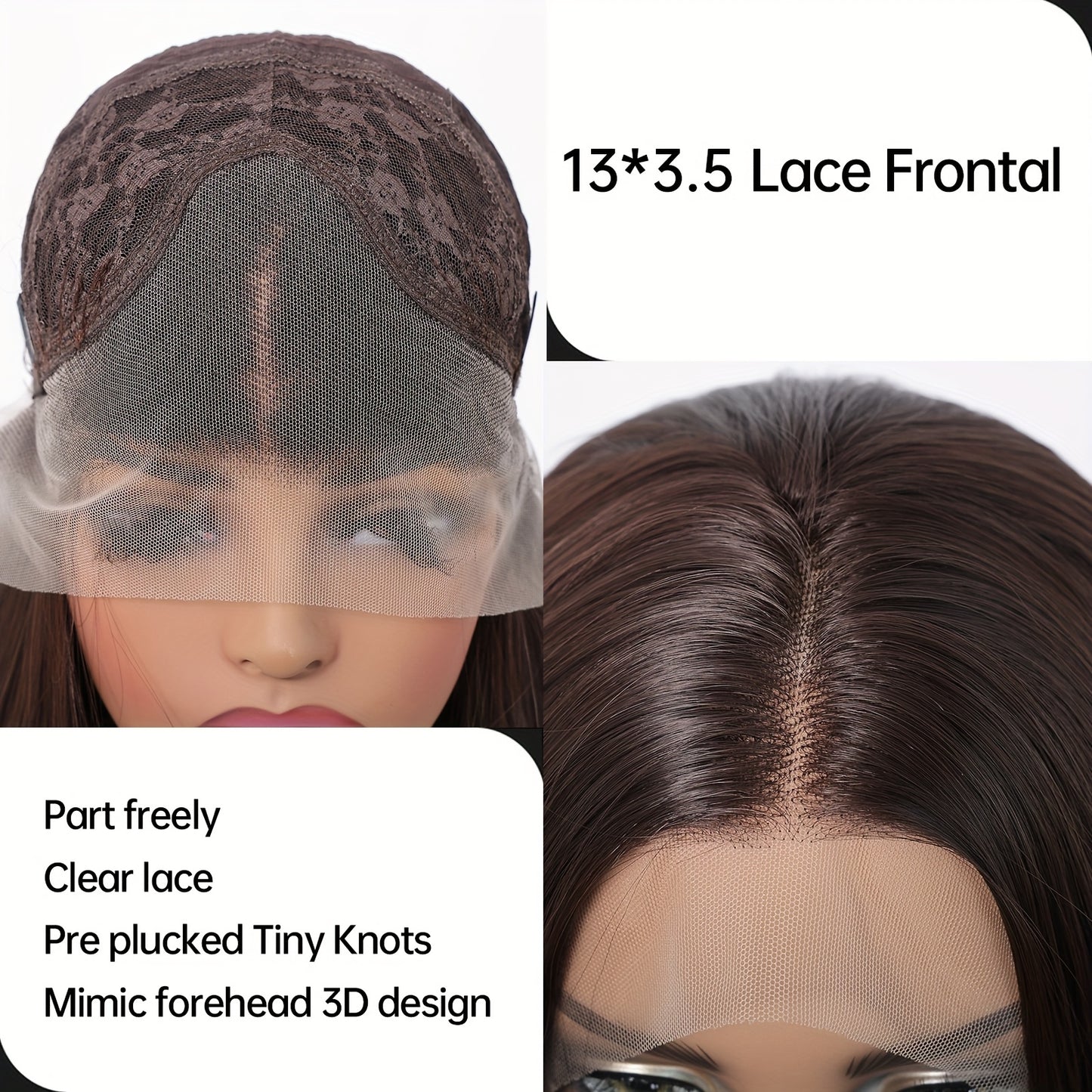 Women's 13x4 HD Transparent Lace Front Wig, 12 Inch Straight Brown Bob, Synthetic High Temperature Fiber, Glueless Comfort Fit for Daily Wear & Special Occasions, Synthetic Lace Front Wig
