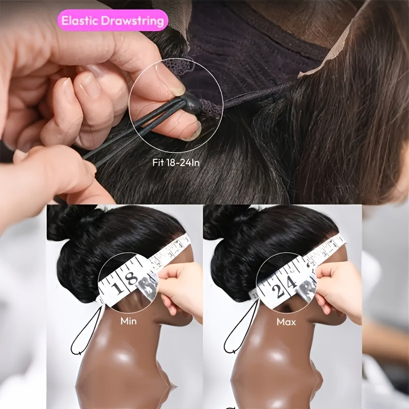 YIROO HAIR 7x5 Lace Frontal Wig with Bye Bye Knots - Natural Black Fluffy Hair, 180% Density Loose Wave Frontal Hairpiece with Curtain Bangs & Drawstring Closure (No Glue\u002FTape Needed) for, Put & Go Easy Wear