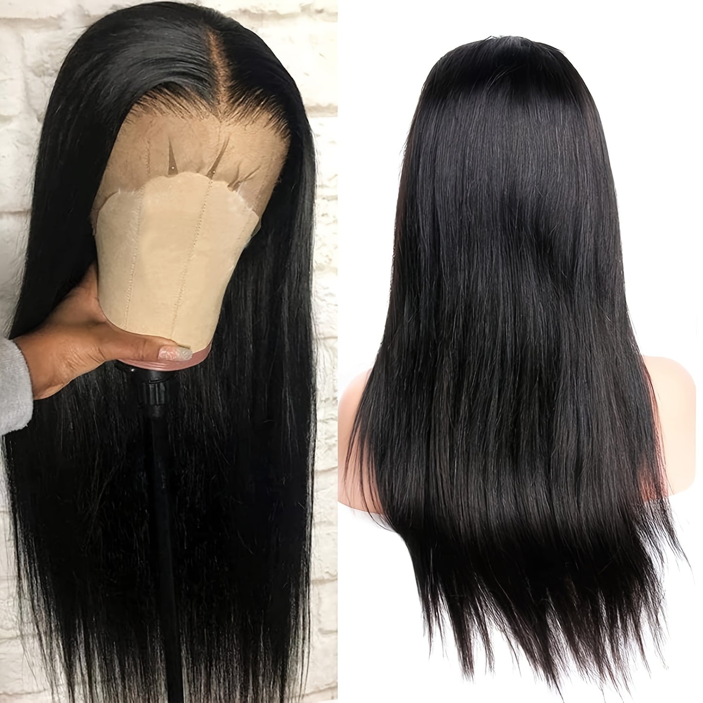13x4 Straight Human Hair Lace Front Wig - Pre-Plucked 250% Density Natural Look for, Everyday & Special Occasions