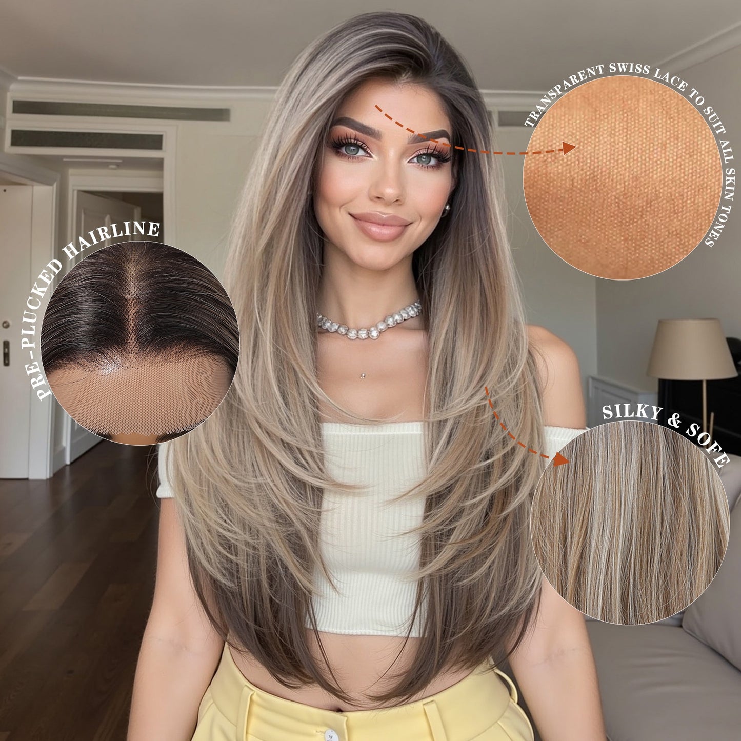 26-Inch Straight Synthetic Wig\u002F13X6 HD Transparent Lace\u002FGlueless Design\u002FPre-Plucked\u002FDaily Wear\u002FParties\u002FComfortable Fit\u002FStylish\u002FVersatile for Women