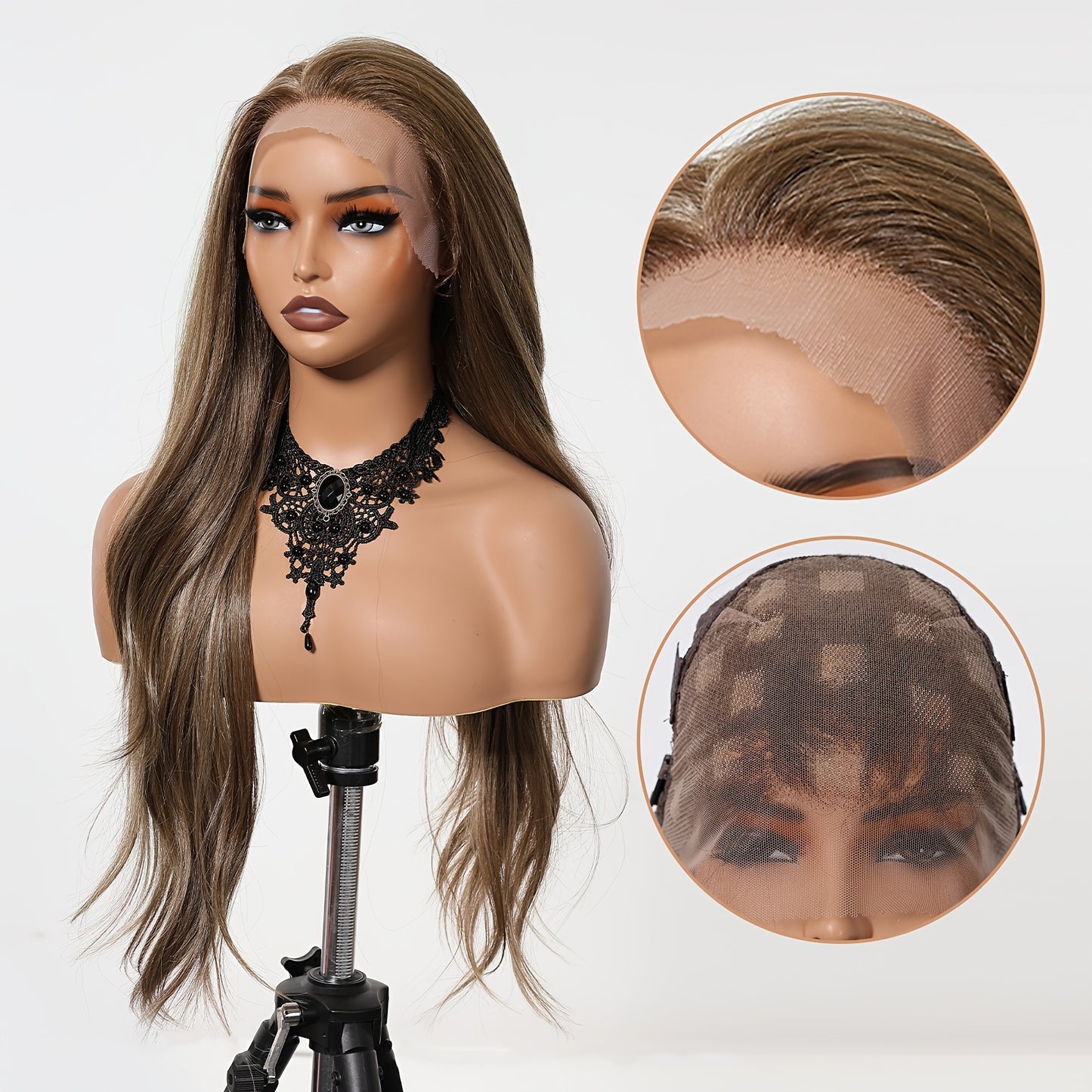 Glueless Daily Use Lace Front Wig 1pc Women'S Body Wave Lace Front Wig, 30 Inch, 180% Density, 13x6 HD Transparent Lace, Heat Resistant Synthetic Fiber, Glueless for Daily Use