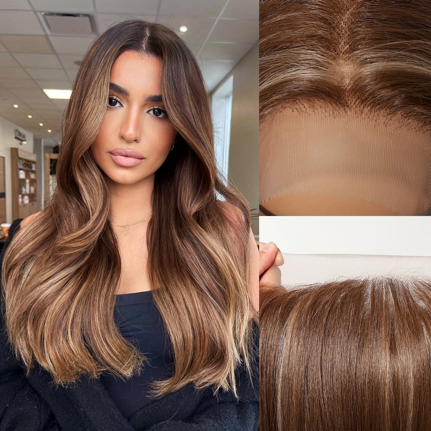 Glueless Daily Use Lace Front Wig 1pc Women'S Body Wave Lace Front Wig, 30 Inch, 180% Density, 13x6 HD Transparent Lace, Heat Resistant Synthetic Fiber, Glueless for Daily Use