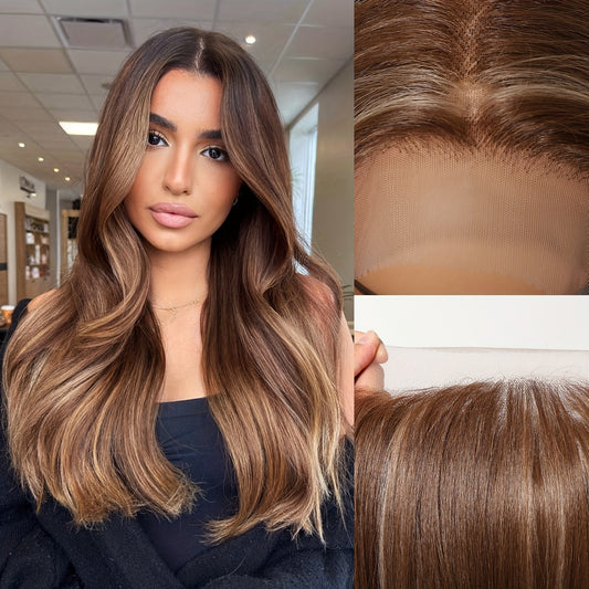 Glueless Daily Use Lace Front Wig 1pc Women'S Body Wave Lace Front Wig, 30 Inch, 180% Density, 13x6 HD Transparent Lace, Heat Resistant Synthetic Fiber, Glueless for Daily Use